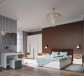 Модульная спальня Лилль крафт белый/дуб крафт табачный