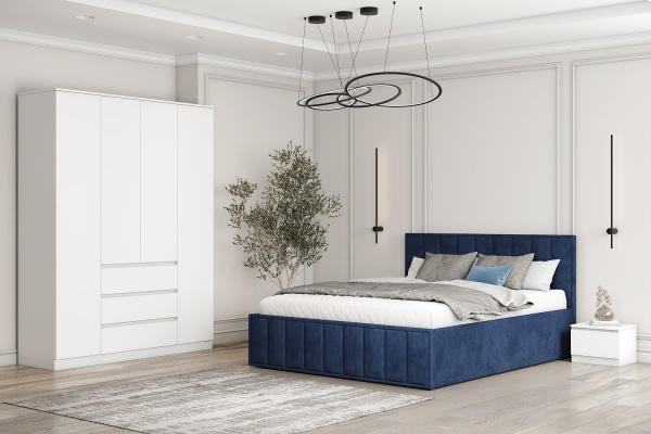 Кровать Лана (М) 1,6 Синий Софт