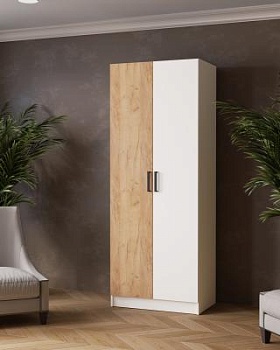 Шкаф комбинированный Ларс (0,8) без зеркала белый/дуб крафт золотой