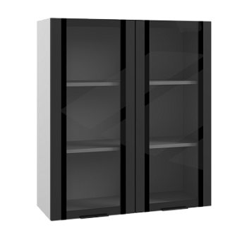 Верхний шкаф вклеенное стекло высокий ВПВС 800 Черный