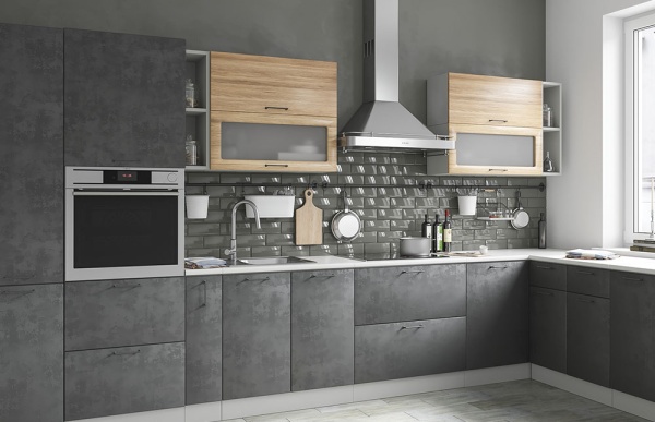 Модульная кухня Лофт Дуб цикорий / Бетон тёмный