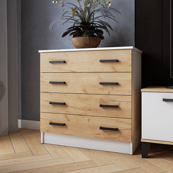 Комод КМ-2 белый/дуб крафт золотой