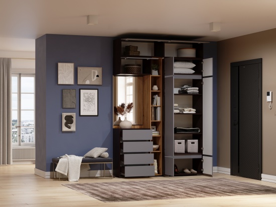Модульная прихожая Прага Венге/Графит софт