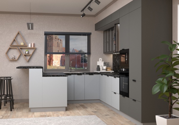 Модульная кухня Марсель Фреш Графит / Фреш Шифон