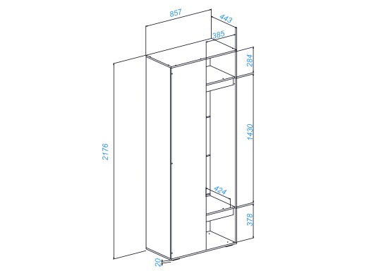 Прихожая Прага Шкаф угловой левый Кашемир