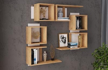 Полка навесная ПНМ-3 белый/дуб крафт золотой