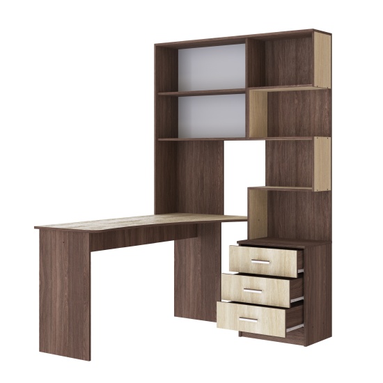 Компьютерный стол №1 Левый Ясень Шимо Темный/Ясень Шимо Светлый