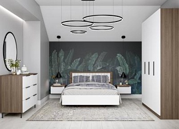 Модульная спальня Роза Орех Франклин/Белый софт