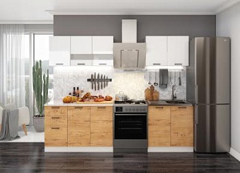 Кухонный гарнитур Дуся М 2м Дуб бунратти / Белый бриллиант