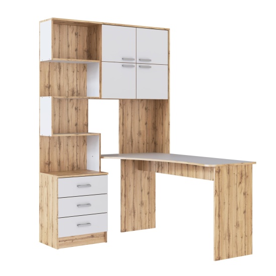 Компьютерный стол №1 Правый Дуб Вотан/Белый