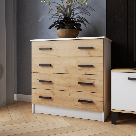 Комод КМ-2 белый/дуб крафт золотой