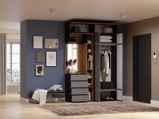 Модульная прихожая Прага Венге/Графит софт