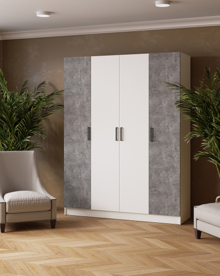 Шкаф комбинированный Ларс (1,6) без зеркала белый/ателье светлое