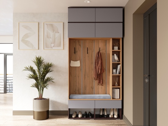 Модульная прихожая Прага Венге/Графит софт