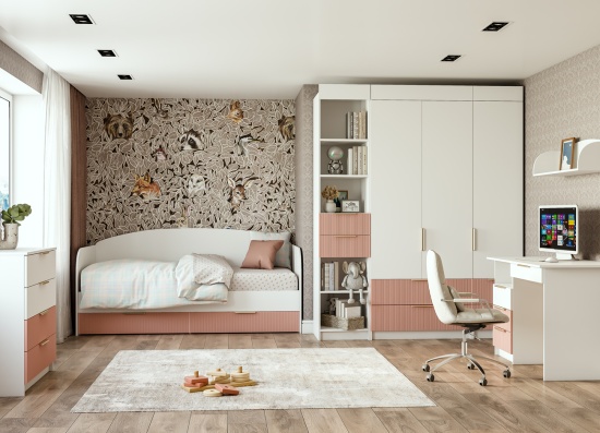 Комод 800 Лавис КМД 800.1 (Белый/Персик софт)