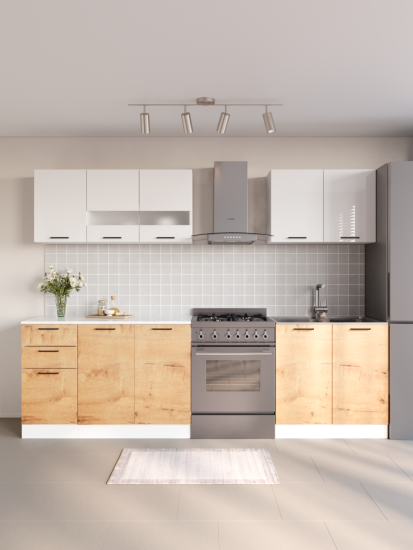 Кухонный гарнитур Дуся М 2м Дуб бунратти / Белый бриллиант