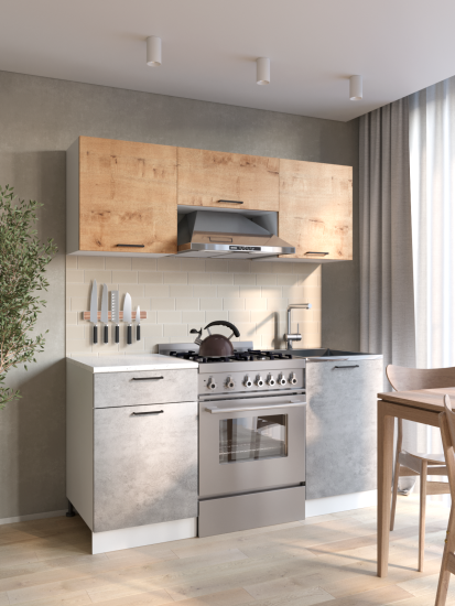 Кухонный гарнитур Дуся 2М 1,6м Дуб бунратти / Цемент