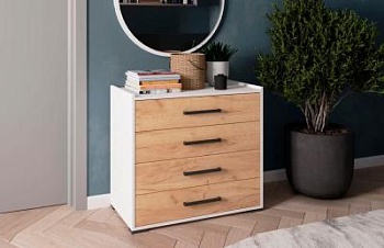 Спальня Соната комод белый/дуб крафт золотой