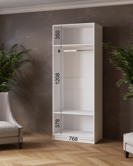 Шкаф комбинированный Ларс (0,8) с зеркалом белый