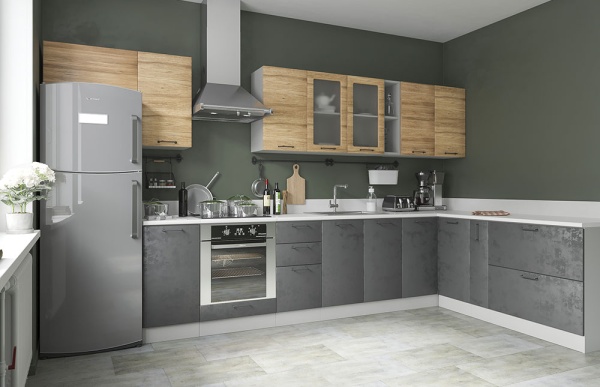 Модульная кухня Лофт Дуб цикорий / Бетон тёмный