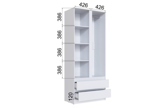 Спальня Мэнкс Шкаф 2-х створчатый  МСШ-23 белый
