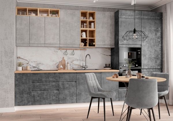 Модульная кухня Скала Бетон Тёмный / Бетон Светлый