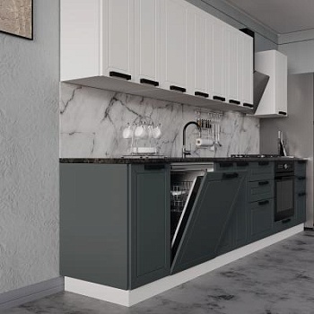 Модульная кухня Лилия Изумруд / Молочный