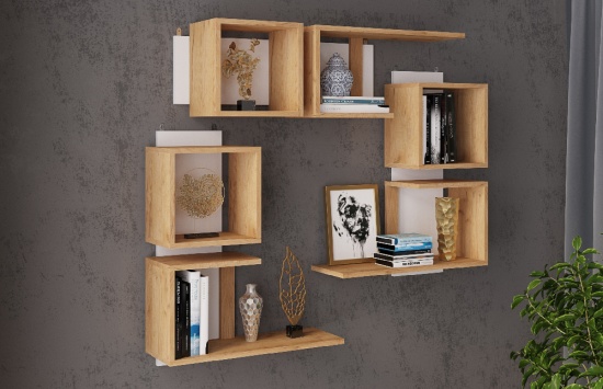 Полка навесная ПНМ-3 белый/дуб крафт золотой