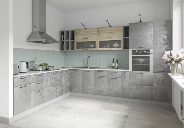 Модульная кухня Лофт Бетон светлый