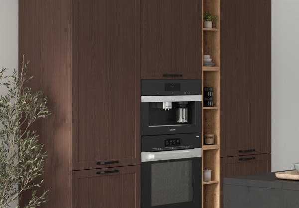 Модульная кухня Квадро Американский шоколад / Белая кожа