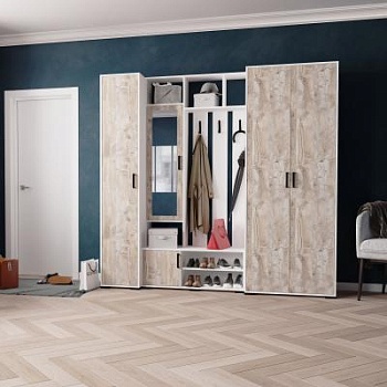 Готовый набор прихожая Бриз белый/дуб юкон