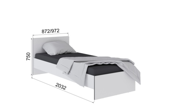 Спальня Тэбби Кровать 0,8 белый/графит серый