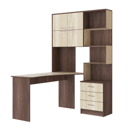 Компьютерный стол №1 Левый Ясень Шимо Темный/Ясень Шимо Светлый