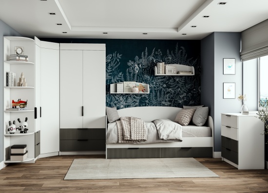 Комод 800 Лавис КМД 800.1 (Белый/Графит софт)