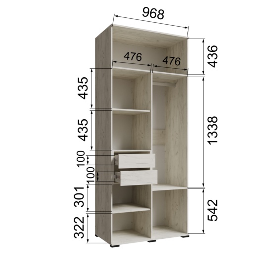 Лилль Шкаф 2-х створчатый ЛСШ-23 дуб крафт белый