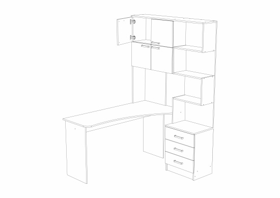 Компьютерный стол №1 Левый Ясень Шимо Темный/Ясень Шимо Светлый