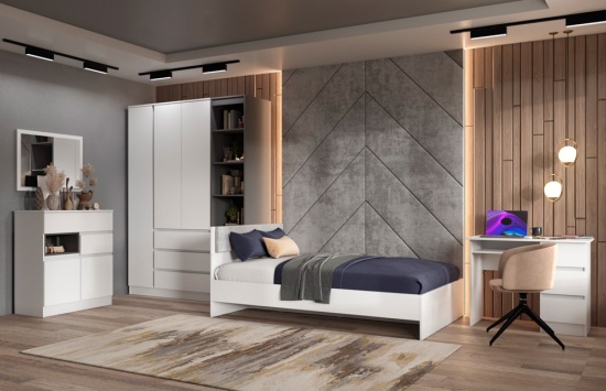 Спальня Мэнкс Комод МСК-21 белый/графит серый