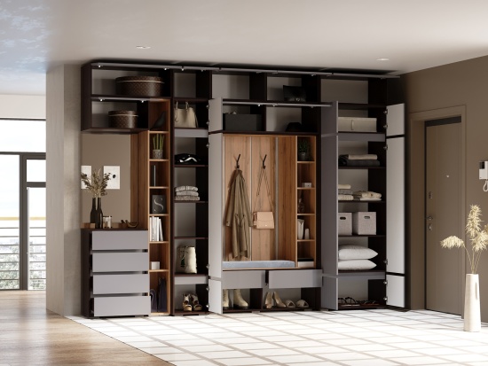 Модульная прихожая Прага Венге/Графит софт