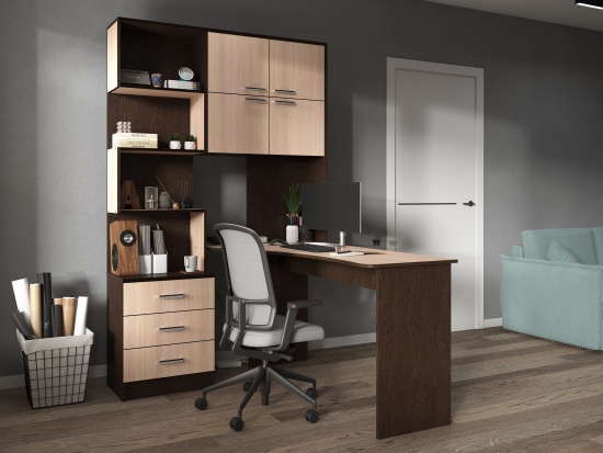 Компьютерный стол №1 Правый Венге/Белфорд