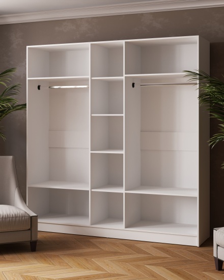 Шкаф комбинированный Ларс (2,0) с зеркалом белый