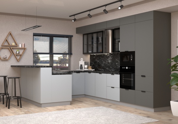 Модульная кухня Марсель Фреш Графит / Фреш Шифон