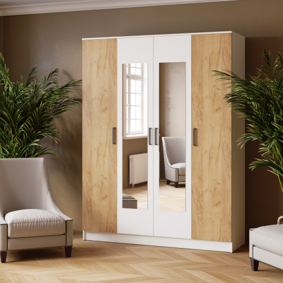 Шкаф комбинированный Ларс (1,6) белый/дуб крафт золотой