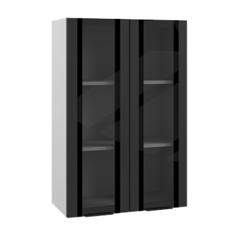 Верхний шкаф вклеенное стекло высокий ВПВС 600 Черный