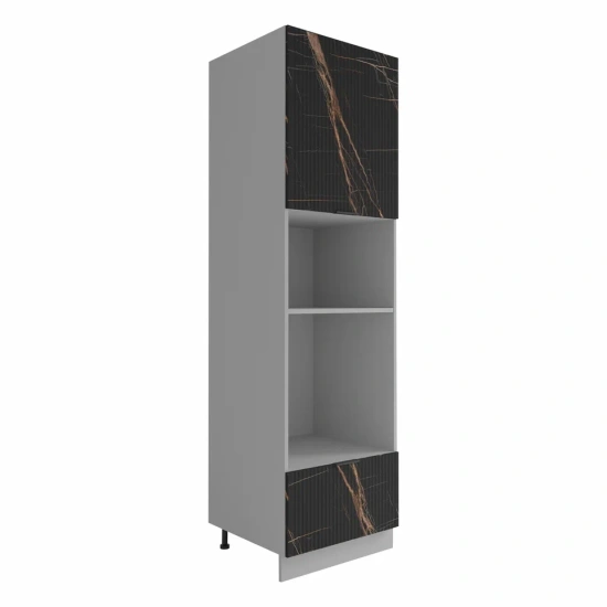 Пенал с нишей под духовку и СВЧ Монца Кварц черный ПНС 600