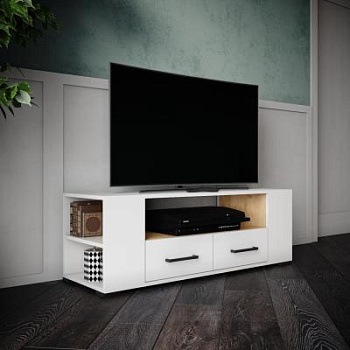 Тумба под ТВ ТВМ-1 белый/дуб крафт золотой