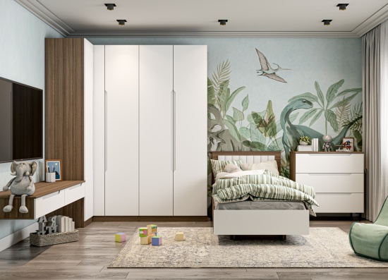 МС Роза Шкаф 450 Орех Франклин/Тренто Белый софт