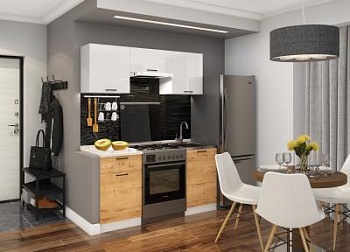 Кухонный гарнитур Дуся 2М 1,6м Дуб бунратти / Белый бриллиант