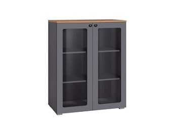 Остин Шкаф-витрина 16.394.01 графит/дуб золотой