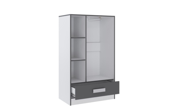 Спальня Тэбби Шкаф малый белый/графит серый