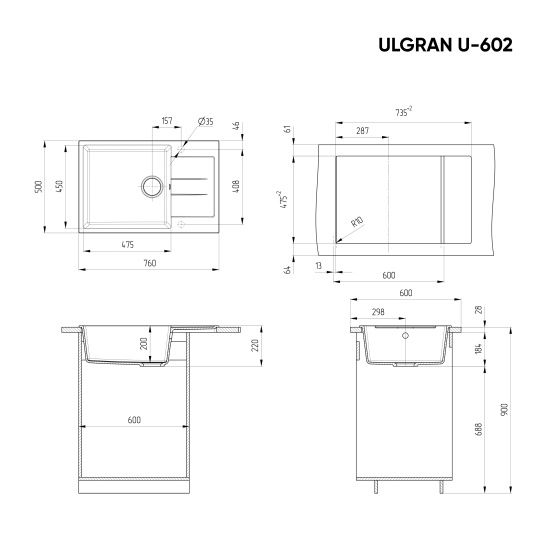 Мойка Ulgran U-602-331 белый